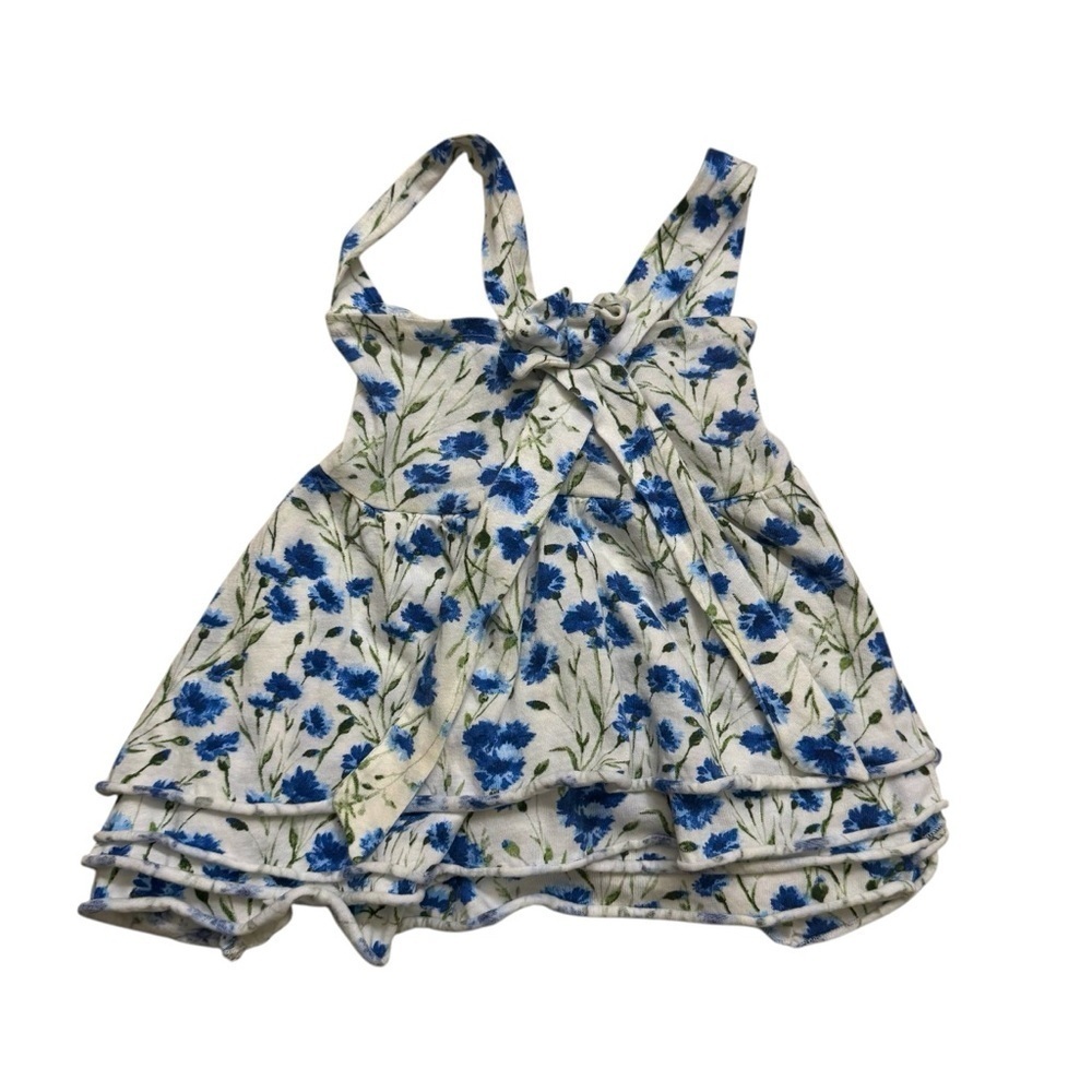Bailey’s Blossom Baby Girl Dress Floral Blue White Straps Viscose 12-18M